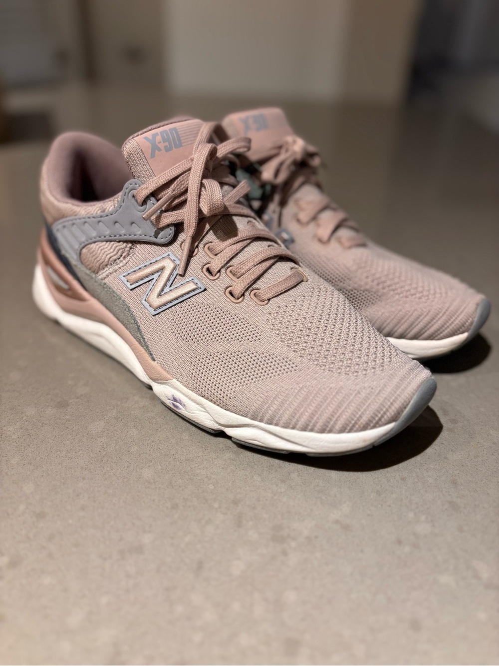 New Balance Women's Dusty Rose & Gray Knit Sneakers